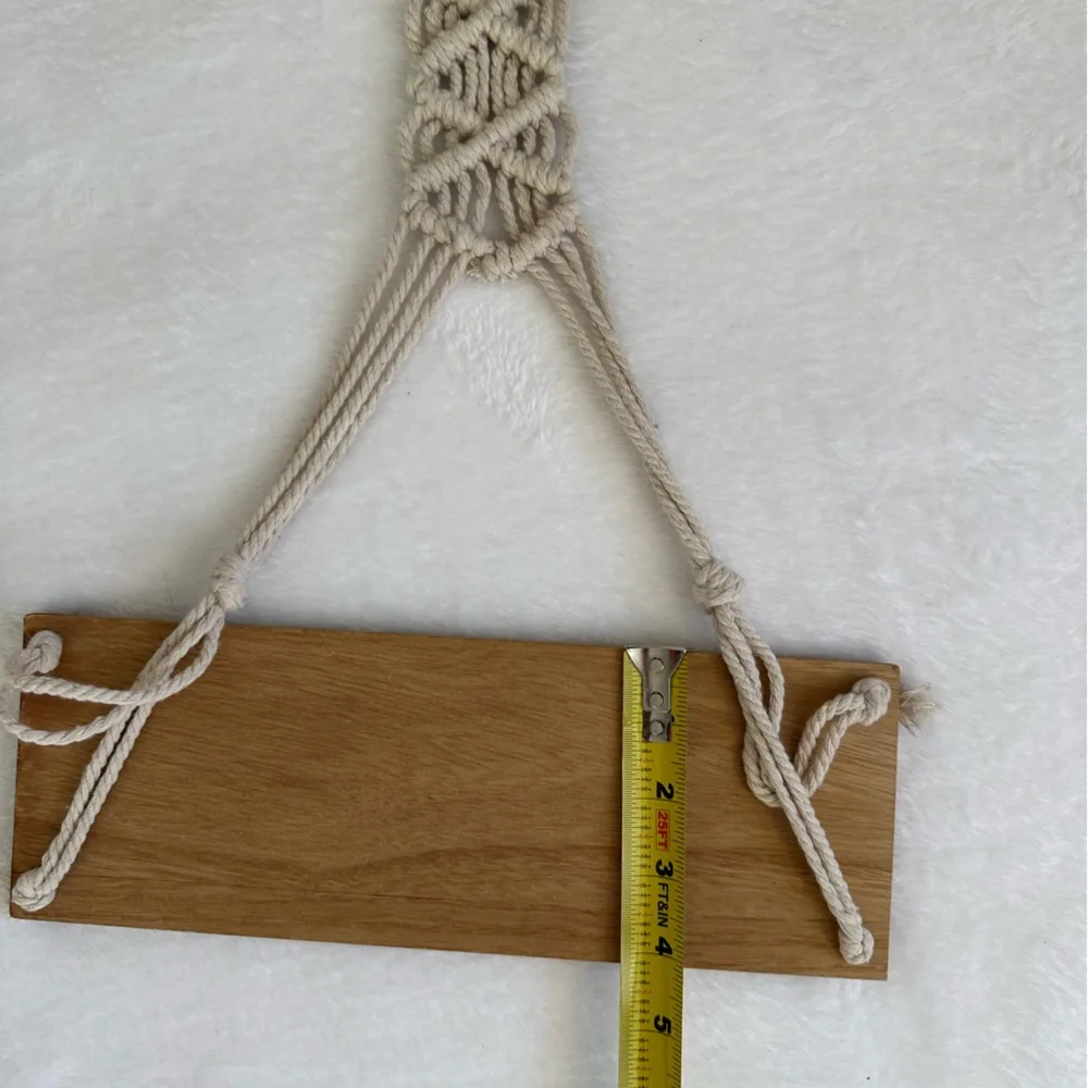 Boho Macrame Hanging Shelf in Cream and Brown